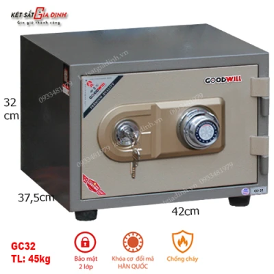 Két sắt mini Goodwill GC32 khóa cơ có báo động