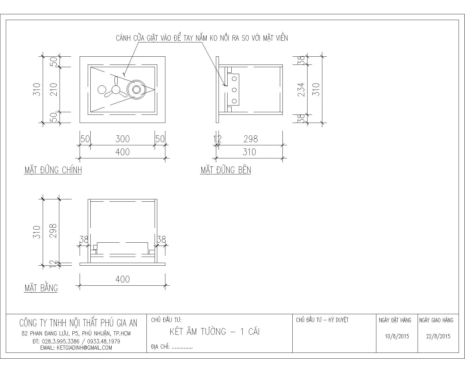 Két sắt âm tường KAT400 Két sắt âm tường KAT400