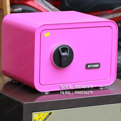Két sắt mini vân tay màu hồng AifeiBao D25-P 1 ket sat mini van tay aifeibao d25 hong