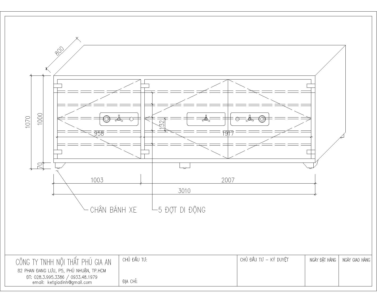 Bản vẽ thiết kết két sắt đặt hàng tiệm vàng KTV3010