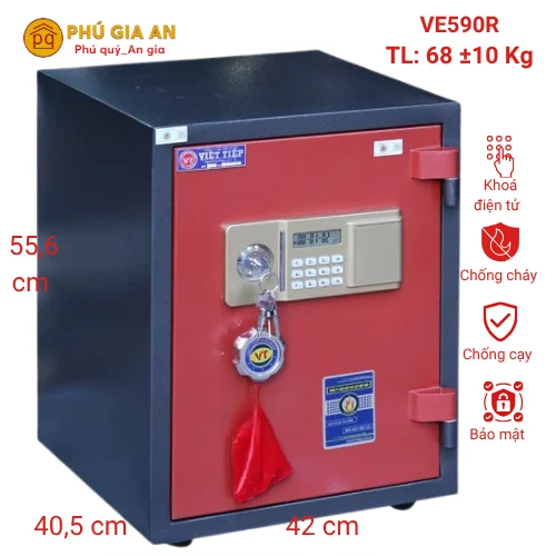 Két sắt màu đỏ Việt Tiệp VE590R điện tử 1 két sắt điện tử việt tiệp màu đỏ VE590R chính hãng