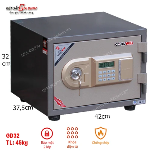 Két sắt mini Goodwill GD32 điện tử báo động 1 Két sắt mini Goodwill GD32 mã điện tử