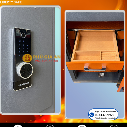 Nội thất bọc da cao cấp của két sắt Liberty LB79-PRO