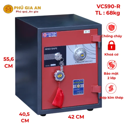 Két sắt màu đỏ Việt Tiệp VC590R khóa cơ 1 Két sắt màu đỏ Việt Tiệp VC590R khóa cơ 1