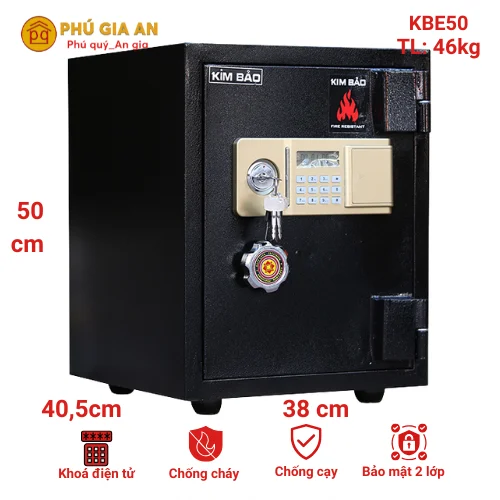 Két sắt mini khóa điện tử Kim Bảo KBE50 chống cháy 1 két sắt mini chống cháy