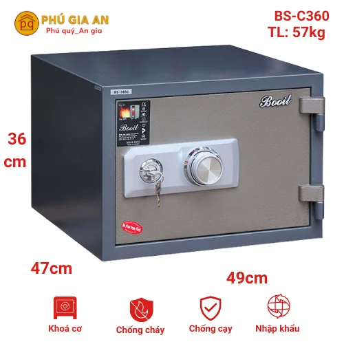 Két sắt Booil nhập khẩu BS-C360 khóa cơ Hàn Quốc 1