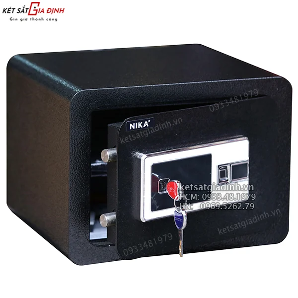Két sắt mini thép tấm vân tay điện tử Nika KNF380 7 mặt sau két sắt có lỗ bắt vít cố định vào tường