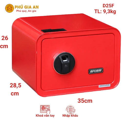 Két sắt mini vân tay màu đỏ AifeiBao D25-R 1