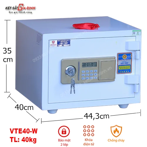 Bảng Giá Két Sắt Mini Việt Tiệp Chính Hãng Mới Nhất 2026 - Top Mẫu Bán Chạy 5 Két sắt Việt Tiệp đúc đặc VTE40-W màu trắng điện tử báo động 1