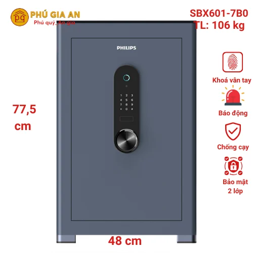Két sắt nhập khẩu Philips SBX601-7B0 vân tay điện tử 1 két sắt thông minh philips
