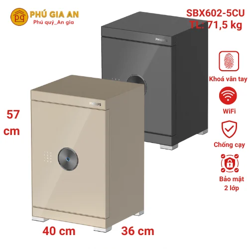 Két sắt Philips SBX602-5CU: Đỉnh cao công nghệ bảo mật vân tay điện tử