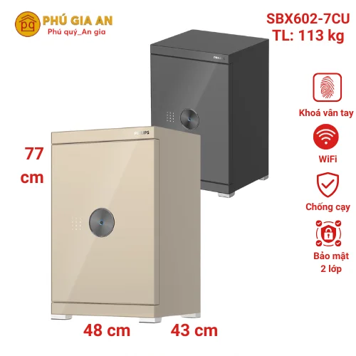 Két sắt nhập khẩu Philips SBX602-7CU vân tay điện tử 1