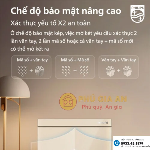 Két sắt nhập khẩu Philips SBX602-7CU vân tay điện tử 6