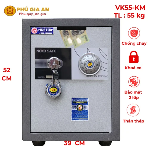 Két sắt nhét tiền VK55-KM khóa cơ chính hãng với thiết kế vuông vắn