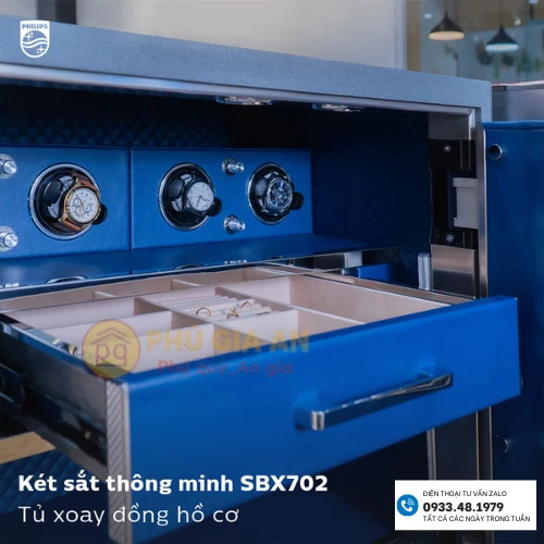 Két sắt nhập khẩu Philips SBX702-ABX – Tuyệt tác công nghệ bảo mật tích hợp tủ xoay đồng hồ 3 Chi tiết bảng điều khiển vân tay và mã số
