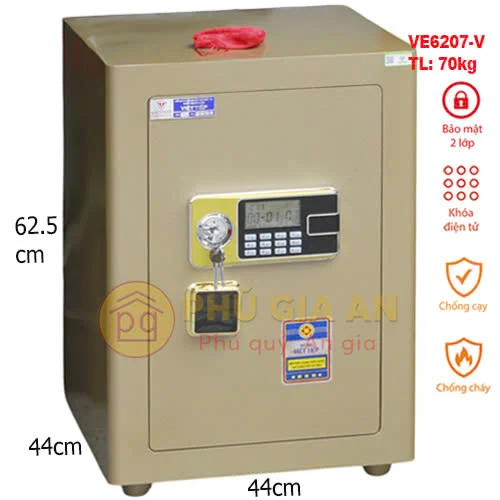 Két sắt siêu cường Việt Tiệp VE6207 điện tử , màu vàng đồng- Model mới 1