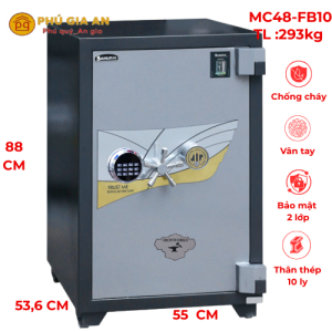 Két sắt thân thép dày 10ly MC48-FB10 vân tay điện tử kết hợp khóa cơ và App thông minh 2024