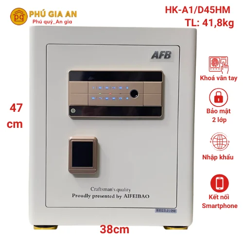 Két sắt thông minh Aifeibao HK-A1/D45HM 1 Két sắt thông minh Aifeibao HK-A1/D45HM màu trắng ngà sang trọng