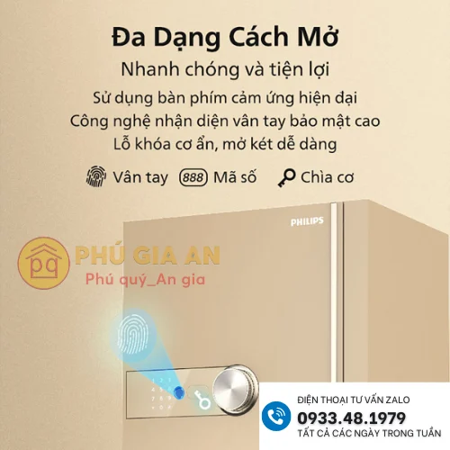 Két sắt thông minh Philips SBX202-6CO vân tay mã số điện tử 5