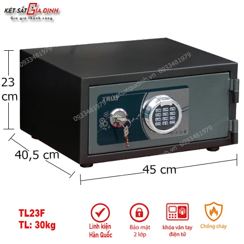 Két sắt laptop vân tay Truly TL23F 1 Két sắt mini để trong tủ Truly TL23F kích thước nhỏ gọn