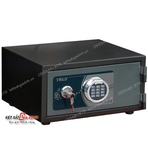 Két sắt laptop vân tay Truly TL23F 2 Két sắt vân tay mini Truly TL23F màu vàng đồng sang trọng