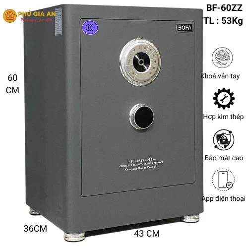 Két sắt vân tay điện tử Bofa BF-60ZZ 1 Két Sắt Bofa BF-60ZZ – Đỉnh Cao Bảo Mật Thông Minh Cho Gia Đình Hiện Đại
