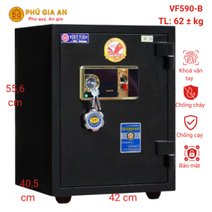 Két sắt vân tay Việt Tiệp VF590-B màu đen – Bảo mật đỉnh cao, tài lộc vượng tiến