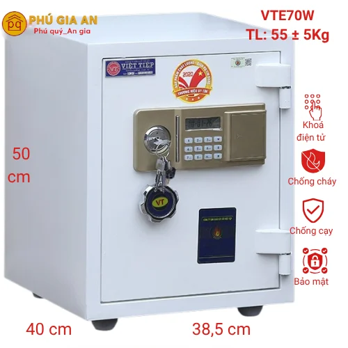 Két sắt Việt Tiệp chống cháy VTE70-W màu trắng 1 ket sat viet tiep chong chay vte70 w mau trang