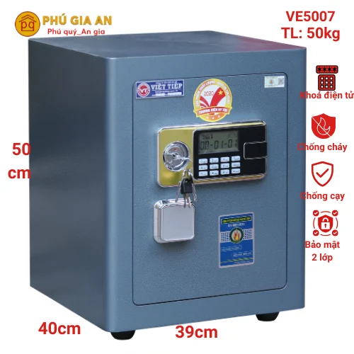 Két sắt Việt Tiệp siêu cường VE5007 điện tử màu ghi xanh – Model 2024 1 Két sắt Việt Tiệp siêu cường VE5007 điện tử màu ghi xanh – Model 2024 1