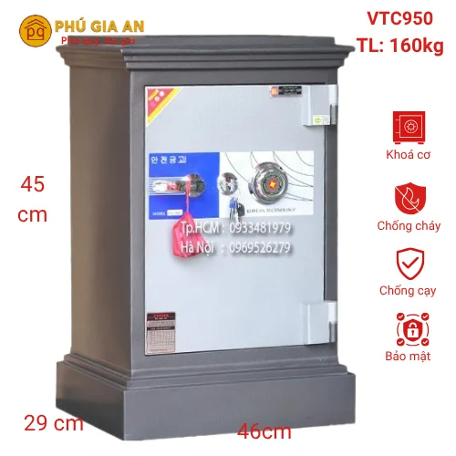 Két sắt Việt Tiệp đúc đặc VTC950 khóa cơ 1 ket sat viet tiep duc dac vtc950 khoa co