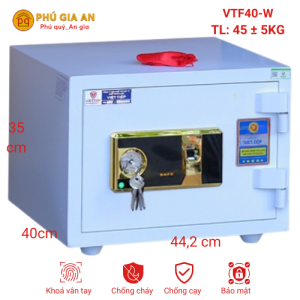 Két sắt Việt Tiệp đúc đặc VTF40-W màu trắng vân tay báo động