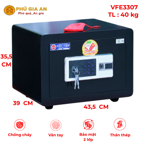 Két sắt Việt Tiệp siêu cường VFE3307 vân tay mã số màu đen - Model 2024: Đỉnh cao bảo mật cho gia đình hiện đại