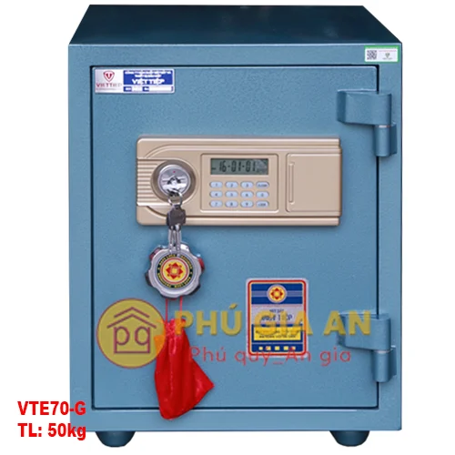 Két sắt Việt Tiệp đúc đặc VTE70 điện tử- Hưng Vượng 2 ket sat viet tiep vte70 dien tu mau xanh 2 pga