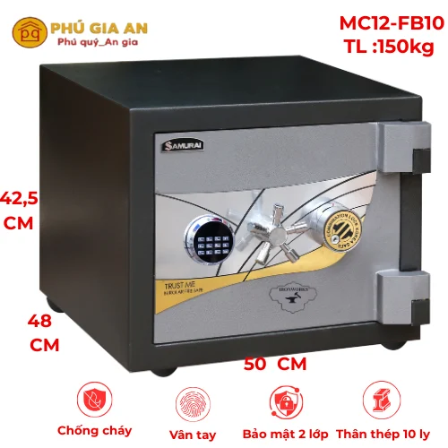Két sắt vỏ thép 10ly Samurai MC12-FB10 hai khóa vân tay và cơ 1