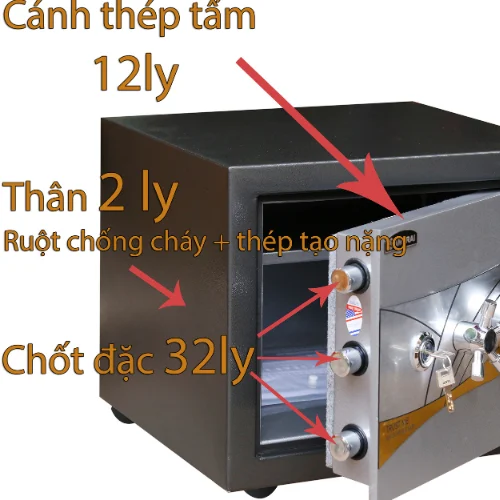 Két sắt vỏ thép 10ly Samurai MC12-FB10 hai khóa vân tay và cơ 2