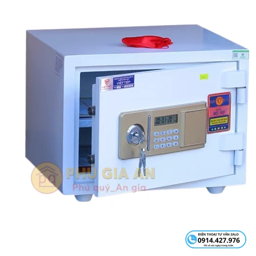 Két sắt Việt Tiệp đúc đặc VTE40-W màu trắng điện tử báo động 3 ket satt viet tiep duc dac vte40 w mau trang dien tu bao dong