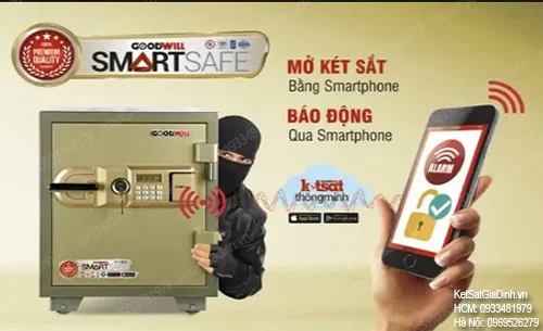 Két sắt thông minh chống cháy Goodwill GD130-SMS 3 Hệ thống báo động qua tin nhắn SMS trên két sắt Goodwill