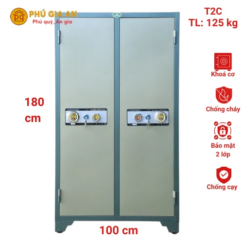 Tủ bảo mật 2 cánh khóa cơ T2C-KC 1