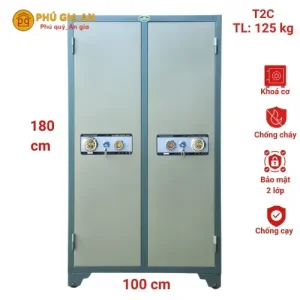 Tủ bảo mật 2 cánh khóa cơ T2C-KC