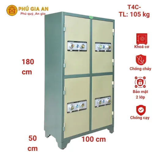 Tủ bảo mật 4 cánh khóa cơ T4C-KC