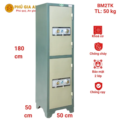 Tủ bảo mật đơn 2 tầng khóa cơ BM-2TKC 1 Tủ bảo mật đơn 2 tầng khóa cơ BM-2TKC 1