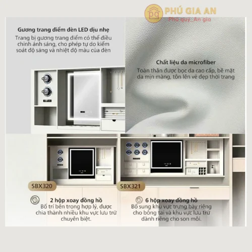 Tủ Gương Trang Điểm Philips SBX320, 2 ngăn đựng đồng hồ 3 Tủ Gương Trang Điểm Philips SBX320, 2 ngăn đựng đồng hồ 3