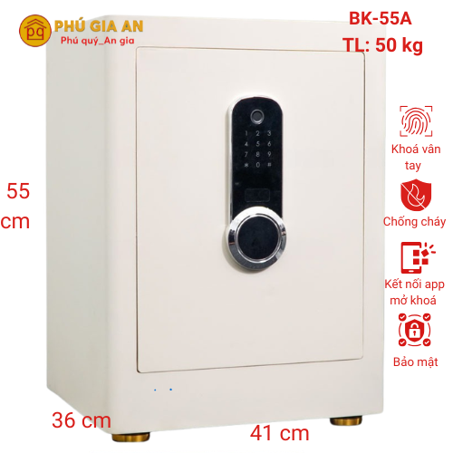 Két sắt thông minh Bokee BK55A khóa vân tay điện tử kết nối điện thoại - Màu kem 1 bk 55a series cream