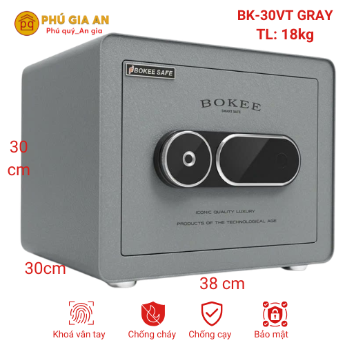 Két sắt BOKEE BK30VT mini thông minh vân tay điện tử - Màu xám 1 ket sat bokee bk30vt golden brown thong minh van tay dien tu