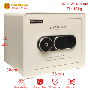 Két sắt BOKEE BK30VT mini thông minh vân tay điện tử - Màu kem