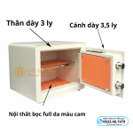 Két sắt BOKEE BK30VT mini thông minh vân tay điện tử – Màu kem
