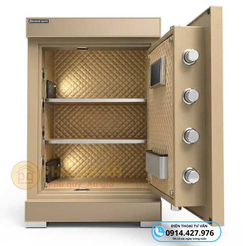 Két sắt Bokee BK68H cao cấp thông minh vân tay điện tử - Màu vàng gold 8 ket sat bokee bk68h van tay dien tu ket noi dien thoai 9