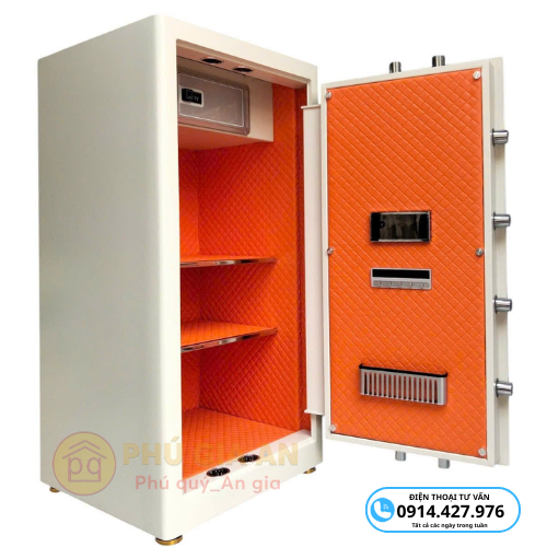 Két sắt Bokee BK100A1 cao cấp thông minh vân tay điện tử - Màu trắng kem 4 ket sat thong minh bokee bk100a1 khoa van tay trang 5