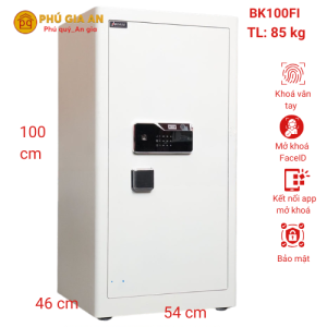 Két sắt Bokee BK100FI vân tay nhận diện khuôn mặt FaceID, APP điện thoại - Màu trắng kem