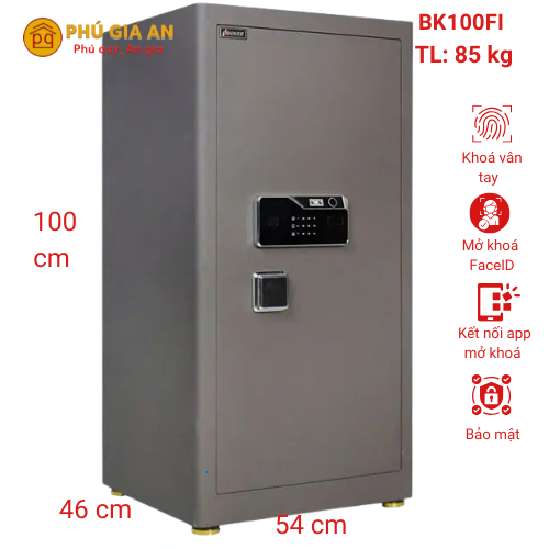 Két sắt Bokee BK100FI vân tay nhận diện khuôn mặt FaceID, APP điện thoại - Màu xám 1 ket sat thong minh bokee bk100f mo bang face id